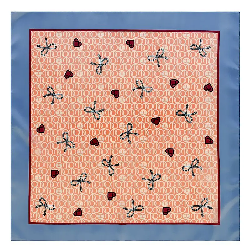 [POBING] 2017 Plain Silk Scarf Women Square Scarves Love Heart Design small Muslim Hijab Lady Bandana Female Foulard 60cm x |