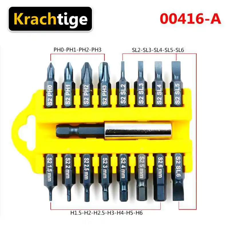 

Krachtige 17pcs S2 Alloy Steel Magnetic Screwdriver Bits Screwdriver Set Screw Driver Tox Phillips Multitul Hand Tool Set