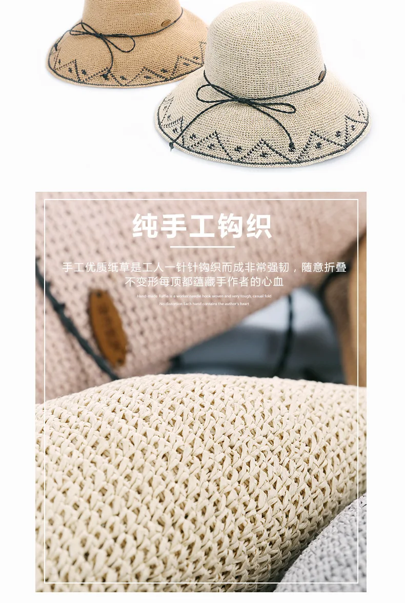 Шляпа Женская дорожная соломенная шляпа летняя маленькая свежая пляжная шляпа Корейский Приморский козырек
