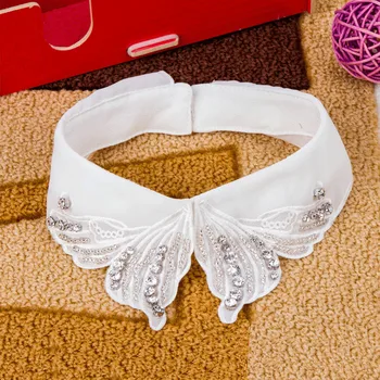 

Women Girls Faux Fake Lapel Shirt Collar Detachable Necklace Removable Lace Butterfly shape Collar Flower Beading Choker