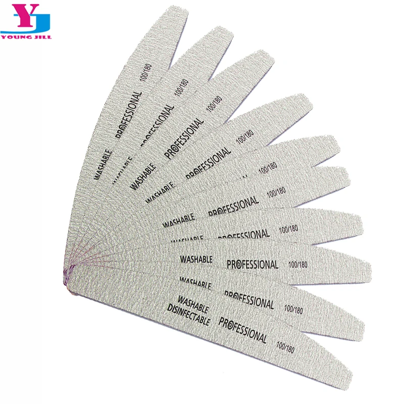 

Professional Nail File Buffer 100/180 Girt Double Side Moon Shape Nails Files Polishing File Tips Make Up Tool 10pcs/lot