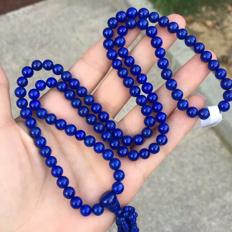 Natural Lapis Lazuli Royal Blue Gemstone 108 Buddha 6mm Round Beads Stretch Necklace Bracelet Woman Man AAAAA (5)