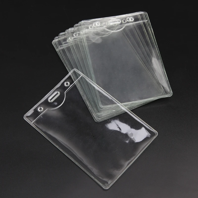 

10pcs Transparent PVC Vertical Work Office School Student ID Name Card Holder
