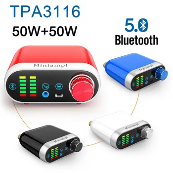 

Bluetooth 5.0 Digital Power Amplifier Stereo 50W+50W Bluetooth HiFi fever Class D Audio Amp AUX USB sound card for 12v 24v car