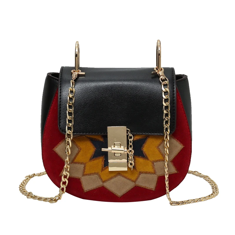 

Famous Brand Design Geometric Print Bags Small Women Messenger Bags Chains Lock Shoulder Bag
