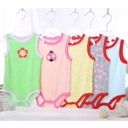 4 5Pcs Baby Boy Girl Cotton Jumpsuit Romper Summer Sleeveless Jumpsuit Infant Bodysuit Newborn Baby Vest Toddler Kids Summer Vest
