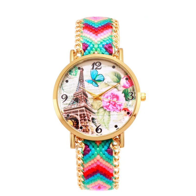 

BGG Brand Women Quartz Wristwatch ladies Tower dial Dress Watch Handmade Braided Friendship Bracelet Casual Watch drop shipping