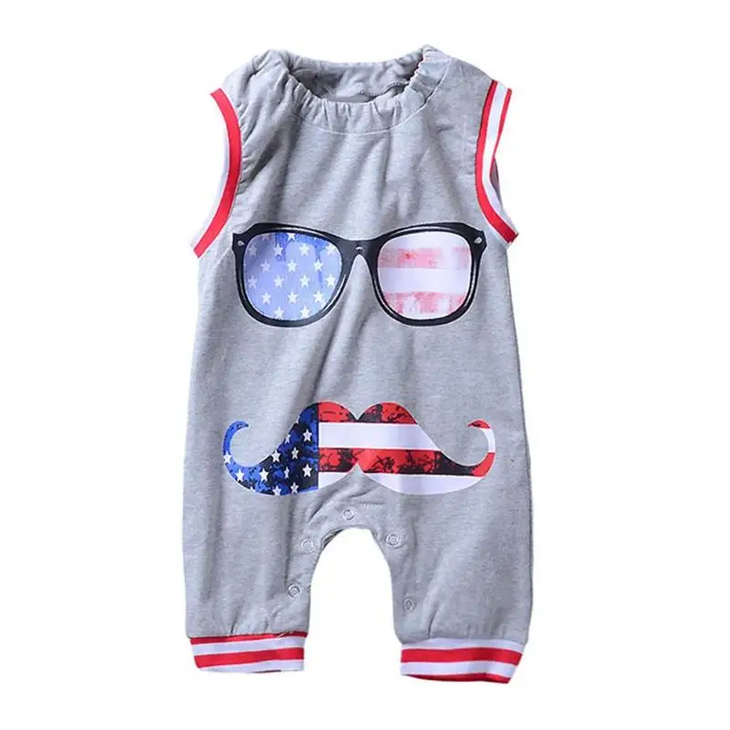 JOCESTYLE для новорожденных комбинезон без рукавов Симпатичные очки О-образным вырезом Свободные Хлопок Повседневное Младенцы комбинезон