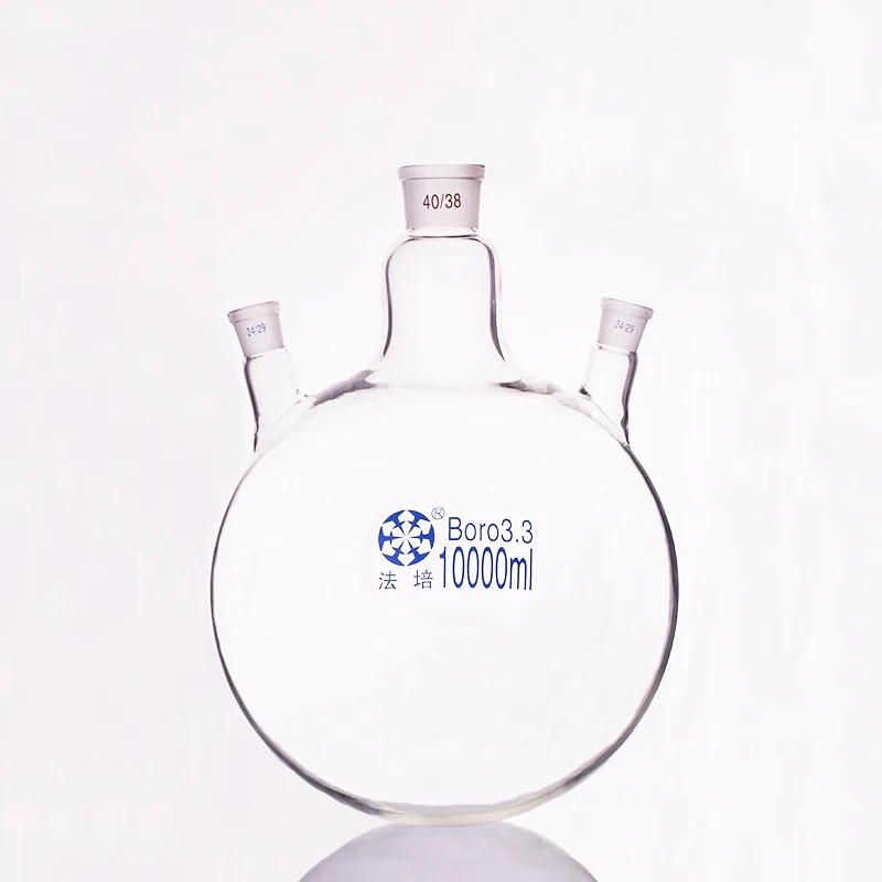 Three-necked flask oblique shape with three necks standard ground mouth Capacity10000ml Middle joint 40/38 lateral 24/29 | Канцтовары