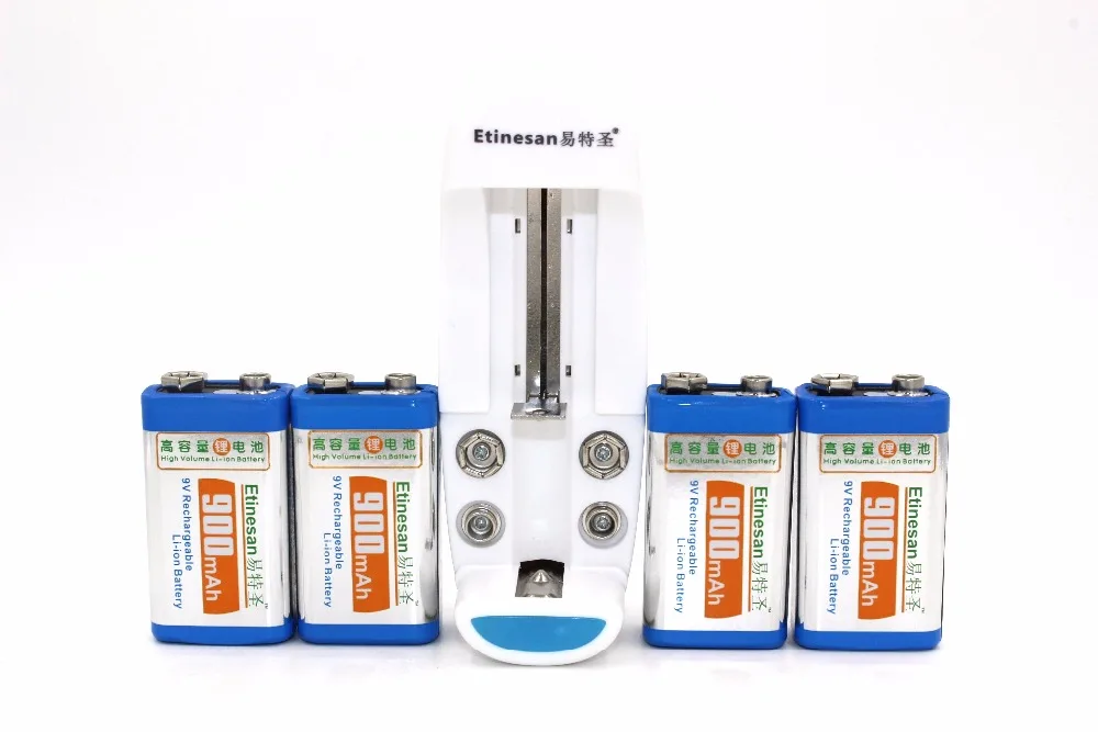 Prix 4 pièces Super grande capacité 900 MAH Li Ion lithium 9 V 8.4 v batterie rechargeable + Universel 9 v AA AAA 18650 14500 CR123A NOUVEAU chargeur