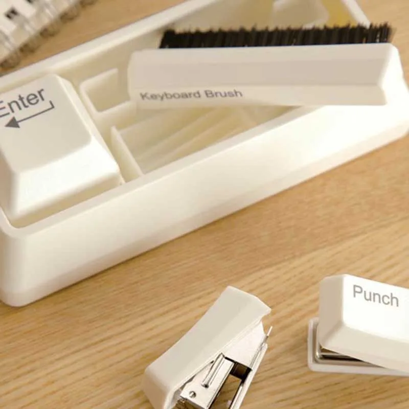 

1pcs multi-function creative stationery set personality keyboard stationery paper clip set mini stapler office stationery set
