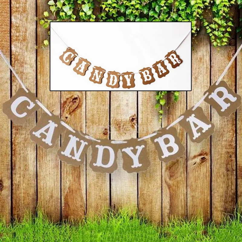 

DIY Candy Bar Bunting Banner for Vintage Wedding Baby Shower Birthday Party Xmas Evening Party Sweet Table Decor