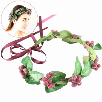 

Fashion Women Girls Bezel Flowers Head Girls Flower Crown Wreath Wedding Bridal Hair Accessories Fruit Floral Headband Headwear