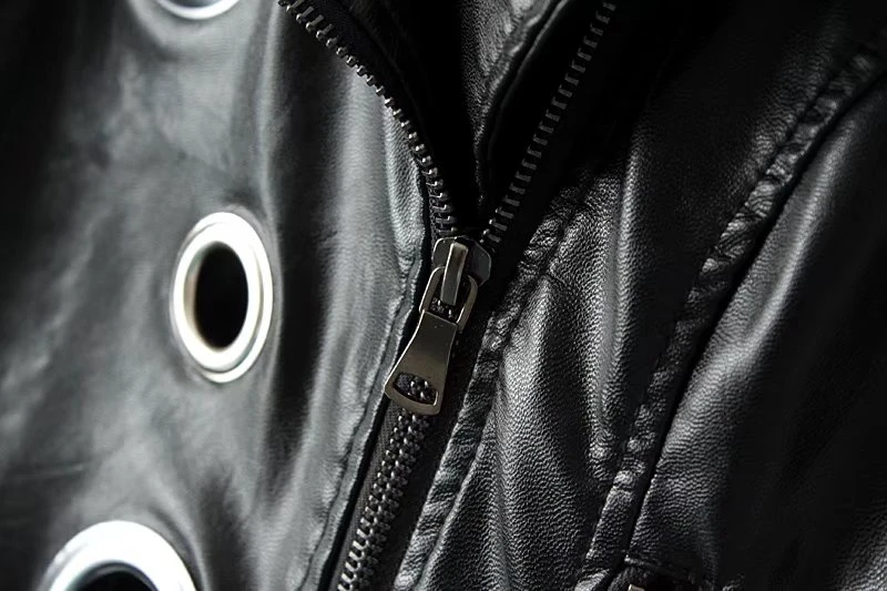 Осенние женские новые большие пряжки ажурные ремни на молнии мотоциклетные Кожаные Куртки из искусственной кожи Женские повседневные куртки M1030