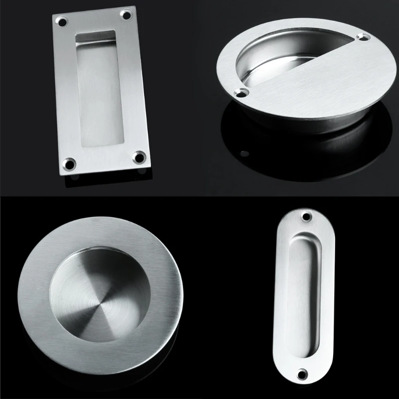 

Stainless Steel Door Handle Flush Recessed Pull Circular Oval Rectangular Drawer #Sep.08