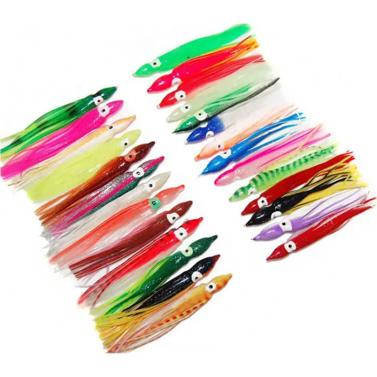 

20pcs Octopus Squid Skirt Lures Bait Hoochies Saltwater Freshwater Soft Fishing Crankbait Swimbait 5cm 6cm 7cm 10cm 12cm 15cm