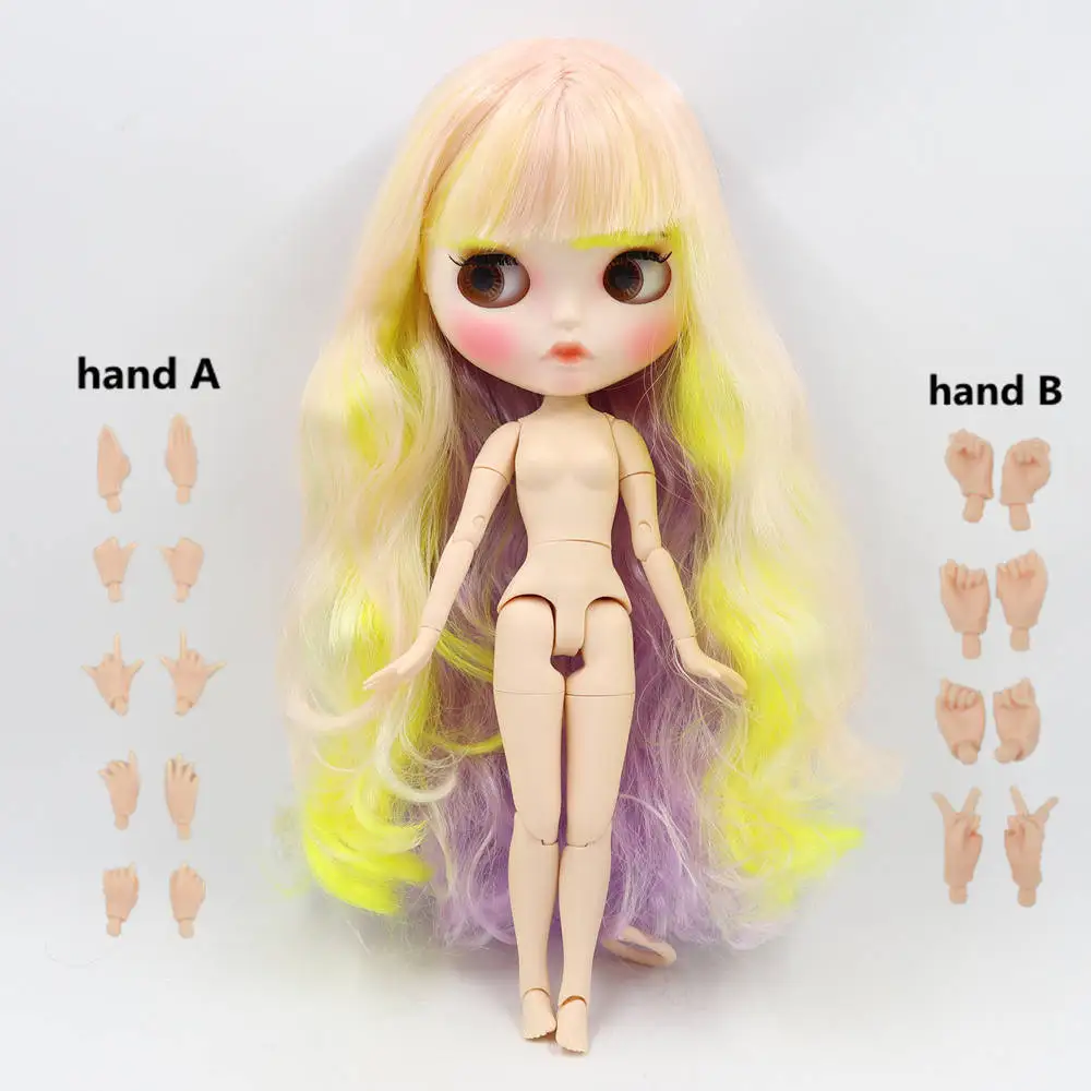 Blyth кукла Обнаженная, милая, смешанные цвета, вьющиеся волосы, новинка, матовая белая кожа, 30 см, подходит для DIY, в продаже, подарок, SD игрушка - Цвет: Белый