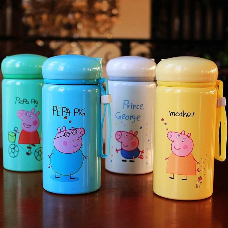 

Creative Cartoon Figure New Peppa Pig Portable Silicone Rope Thermos Environmental Protection Cup Children Travel Toy Supplies