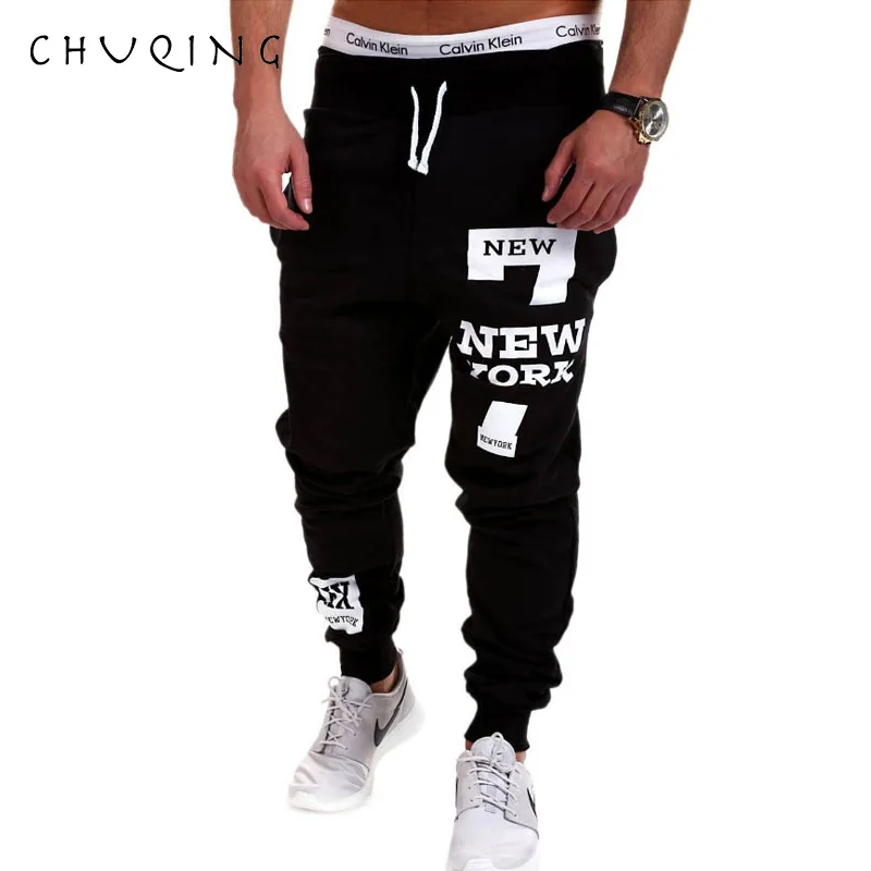 

CHUQING 2019 Spring and Autumn Outdoor Fitness Pants Letter Printing Men's Sports Pants