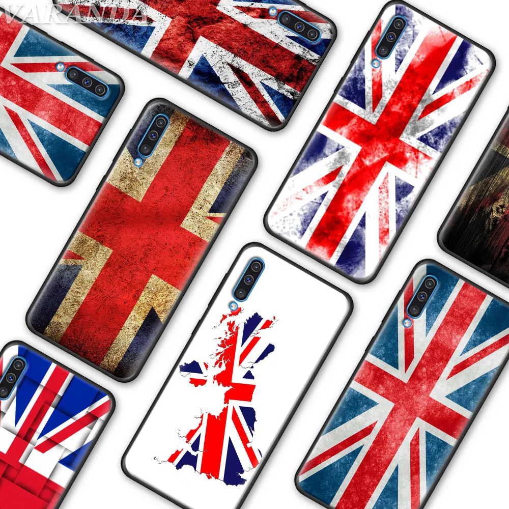 

Black Soft Case for Samsung Galaxy A50 A60 A70 A30 A40 A20e A80 A6 A7 A8 A9 2018 Cover Flag United Kingdom London Silicone Cases
