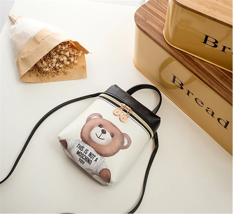 New Women's Mobile Phone Bag Cartoon Female Messenger Shoulder Bags Crossbody Cute Fashion Leather Bags Mini Bear Handbags