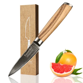 

SUNNECKO Premium 3.5" Paring Knife Damascus Steel Sharp Blade Japanese Kitchen Knives Original Wood Handle Fruit Peeling Knife