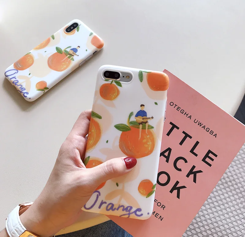 

For Ins Han Feng fresh orange boy illustration Apple X/6s mobile phone shell iphone8/7plus soft silicone female models