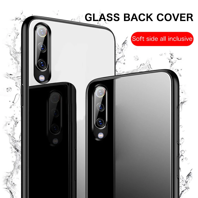 Luxury Plain Glass Case For Xiaomi Mi 10 8 9 SE Lite F1 Redmi Note 5 6 7 Pro Plus Pocophone F1 Phone Cover