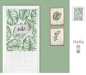 

Japan style linen cotton plant leaf door curtain decoration hanging bedroom living room kitchen home bar coffee house