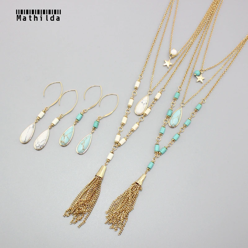 Mathilda Hot Sale Classic Layers Necklace Stud EarringsSet