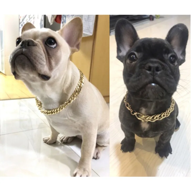 

Pet Dog Cat Chain Collar Powerful Plastic Necklace Golden Silvery Necklace Small Medium Large Dog Chihuahua French Bulldog W1