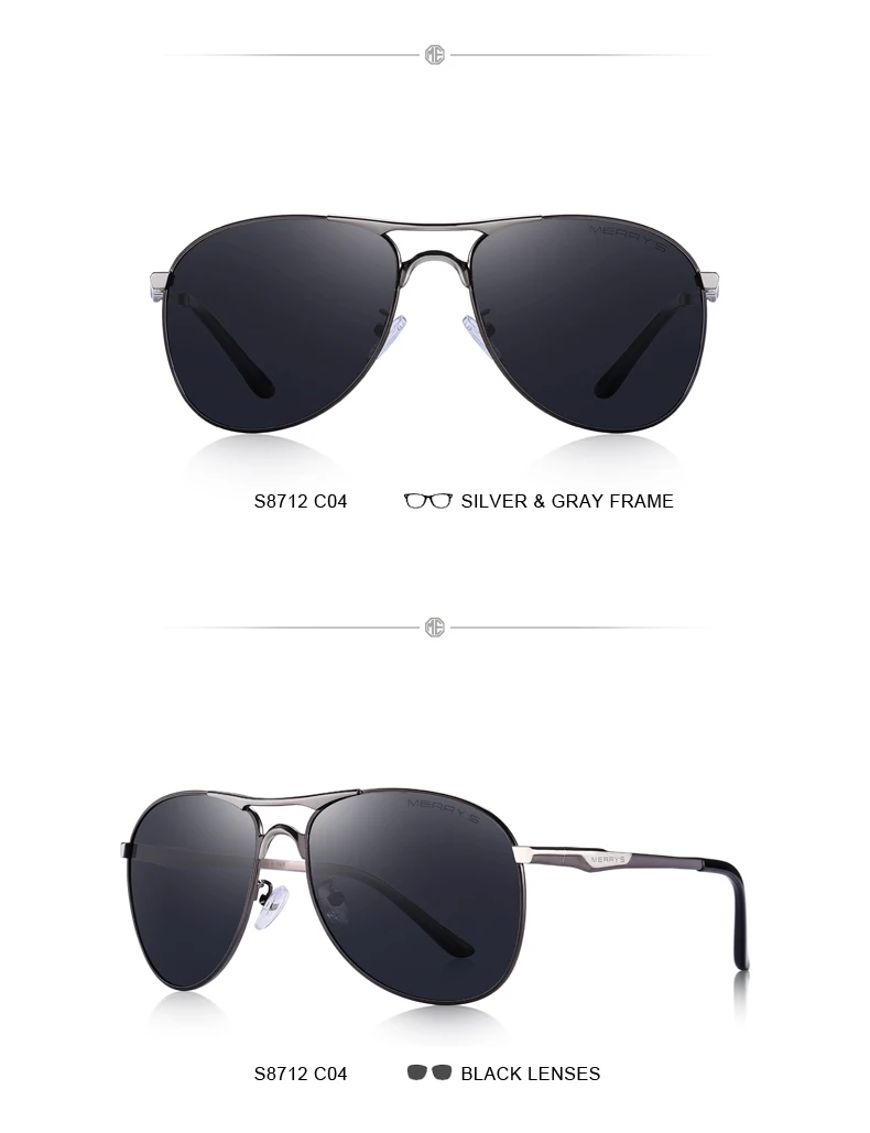 MERRYS, дизайнерские мужские классические солнцезащитные очки пилота, мужские, s HD, поляризационные солнцезащитные очки для вождения, роскошные оттенки, защита от уф400 лучей, S8712