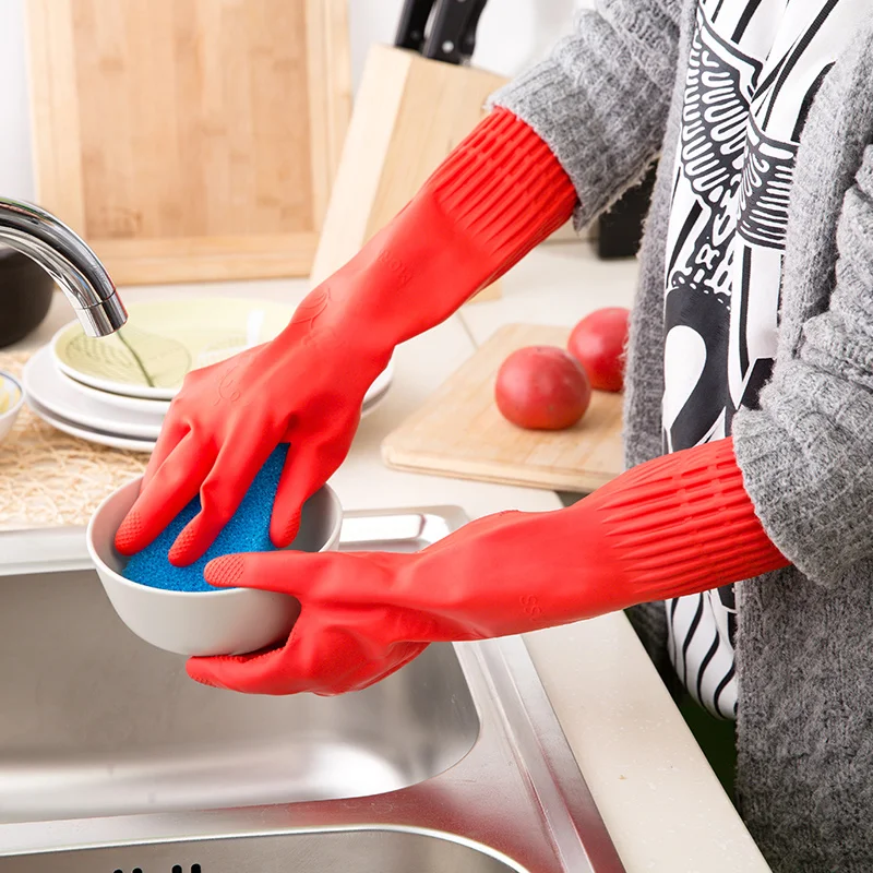 High quality kitchen wash dishes cleaning waterproof long sleeve rubber