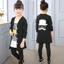 3 pcs Crianças Conjuntos de Roupas Meninas Outono Adolescente Meninas Terno Do Esporte Da Escola Dos Miúdos Roupas Agasalho Casaco Longo Leggings Roupa Das Meninas