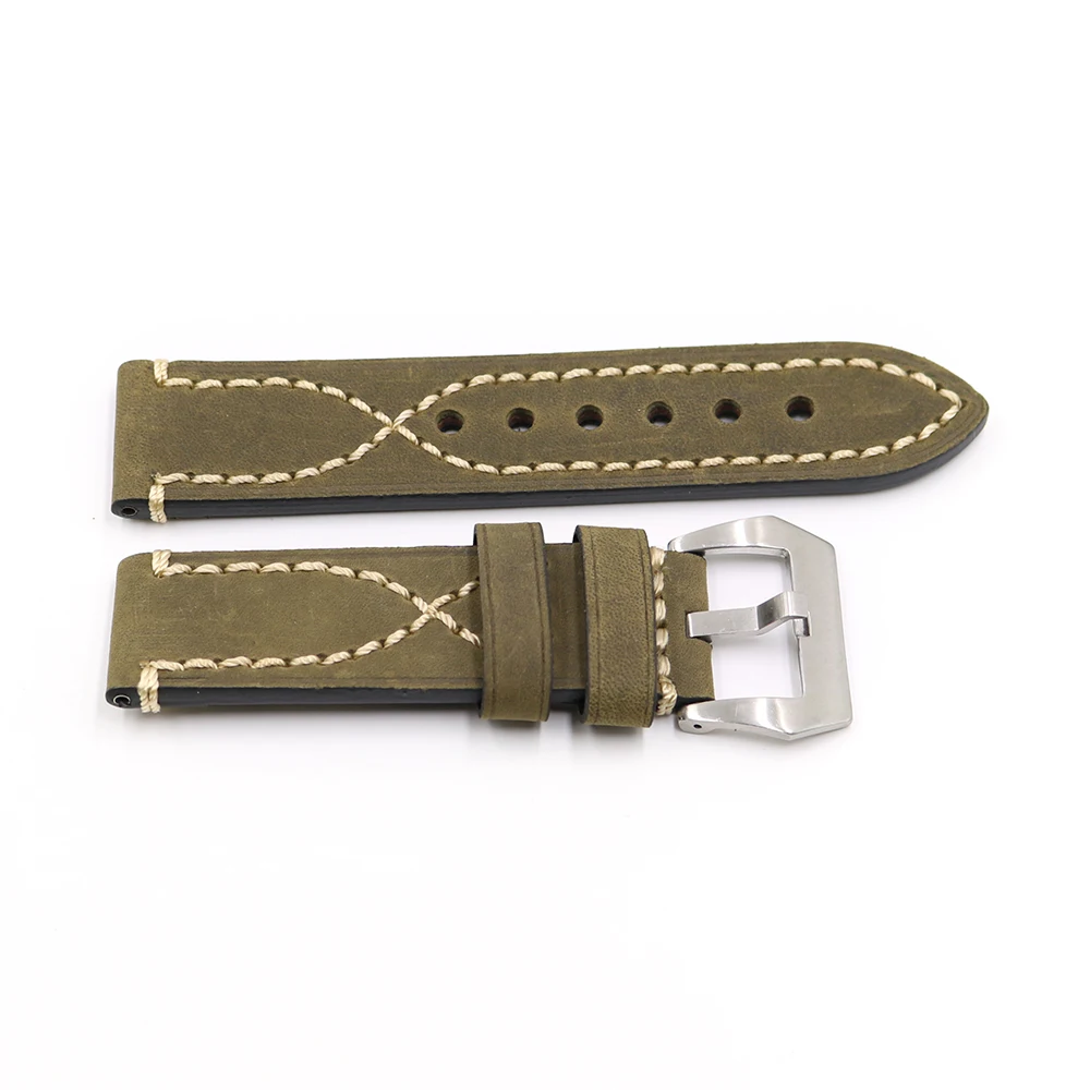 Rolamy 20 22 24 26mm Green Thick Strap Watch Band For Tag CARRERA Omega Montblanc Panerai Daytona Submariner Tissot