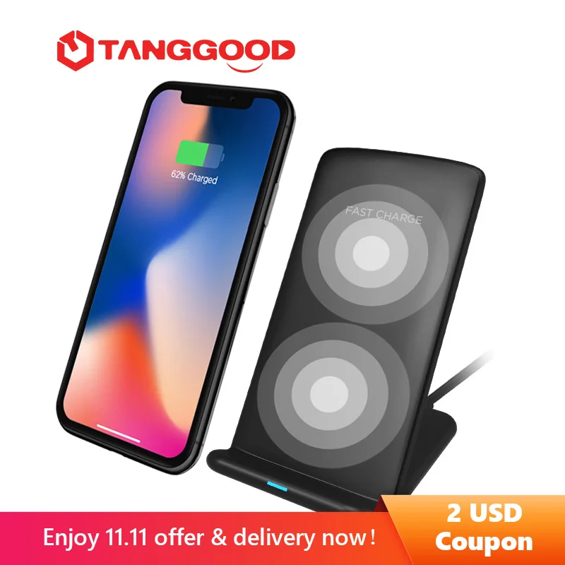 TANGGOOD Беспроводное зарядное устройство для iPhone X 8 Plus 10 Вт Qi быстрая Беспроводная