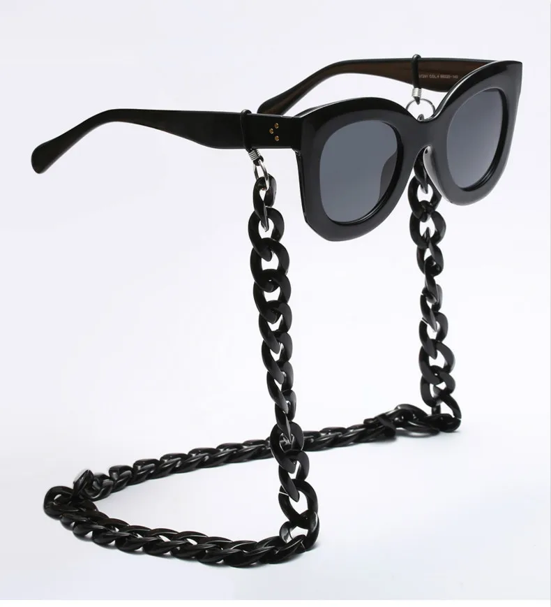 Винтажный держатель для солнцезащитных очков с цепочкой для женщин, модные солнцезащитные очки с цепочкой на шею для мужчин, металлический ремешок для очков Landyard cordon para gafas - Цвет: Black