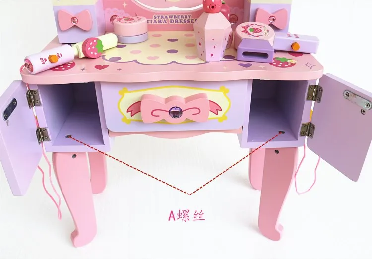 Детский деревянный роскошный большой туалетный столик со стулом, детская игрушка для ролевых игр, детская мебель