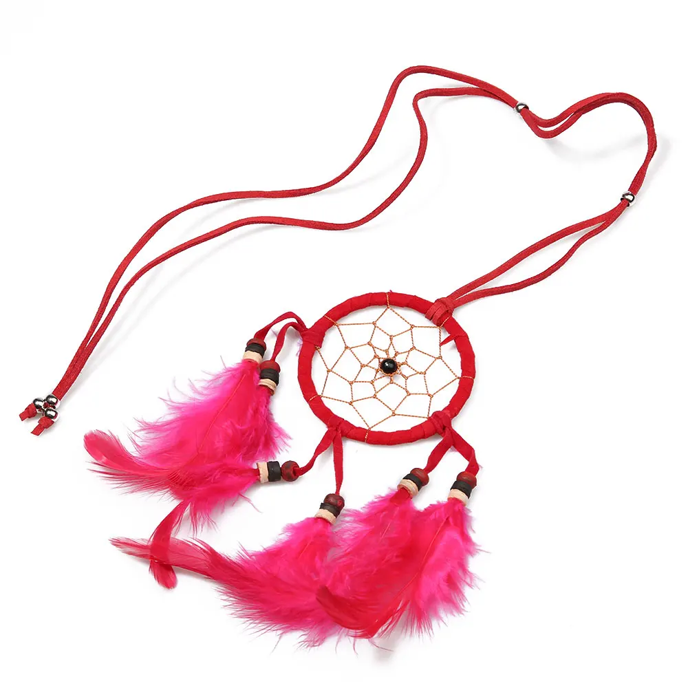 

Balibali Handmade Bohemian Dream Catcher Necklace for Women Charm Long Feather Necklaces Leather Rope Collier Fashion Jewelry