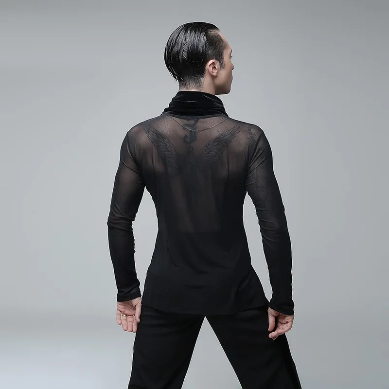 Черная Мужская рубашка для латинских танцев бальная танцев|dance wear|mens latin shirtslatin dance
