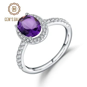 

Gem's Ballet 1.30Ct Natural Amethyst Ring Oval Halo Ring 925 Sterling Silver Gemstone Rings For Women Fine Jewelry Dropshipping