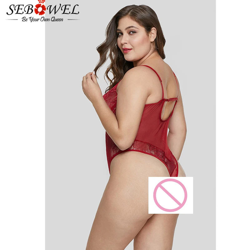 Red-Sweet-Floral-Plus-Size-Teddy-Lingerie-LC32357-3-2 