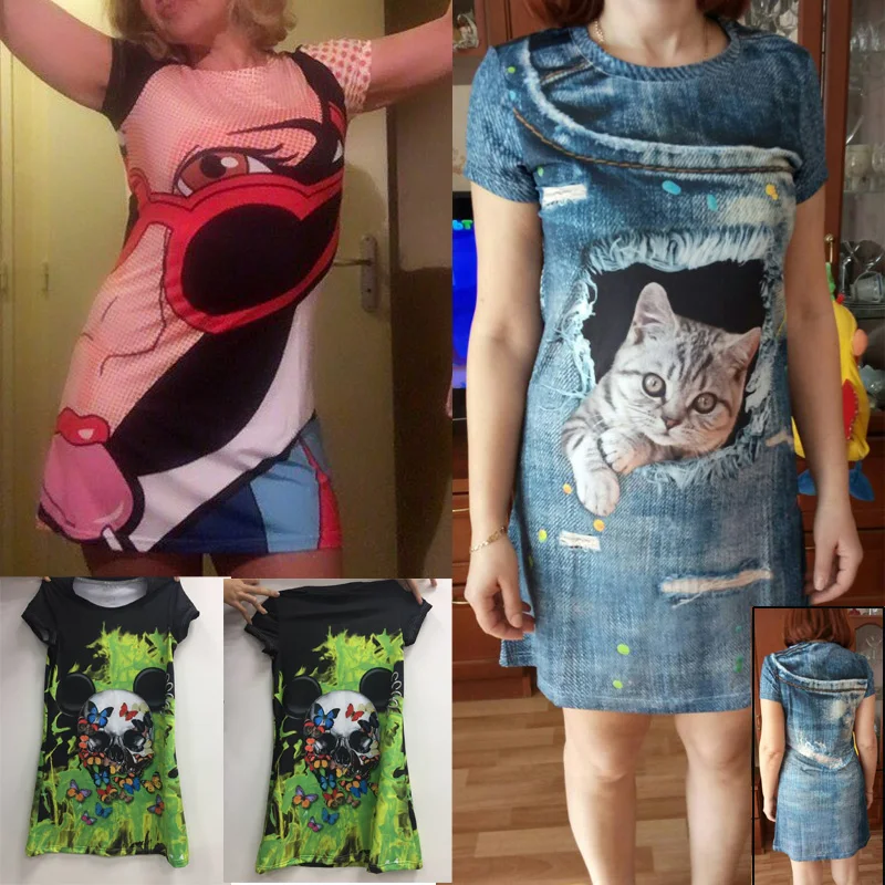 FORUDESIGNS Pin Up Vestido Mujer Harajuku camiseta vestido manga corta Funny Ladies verano Ropa vestidos para niñas S M L XL nuevo FORUDESIGNS Pin Up Vestido Mujer Harajuku camiseta vestido manga corta Funny Ladies verano Ropa vestidos para niñas S M L XL nuevo