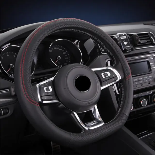 US $4.21 D Shape PU Leather Car Steering wheel Cover Sport Anti-Slip For VW Golf 6 Golf 7 For Hyundai Suzuki