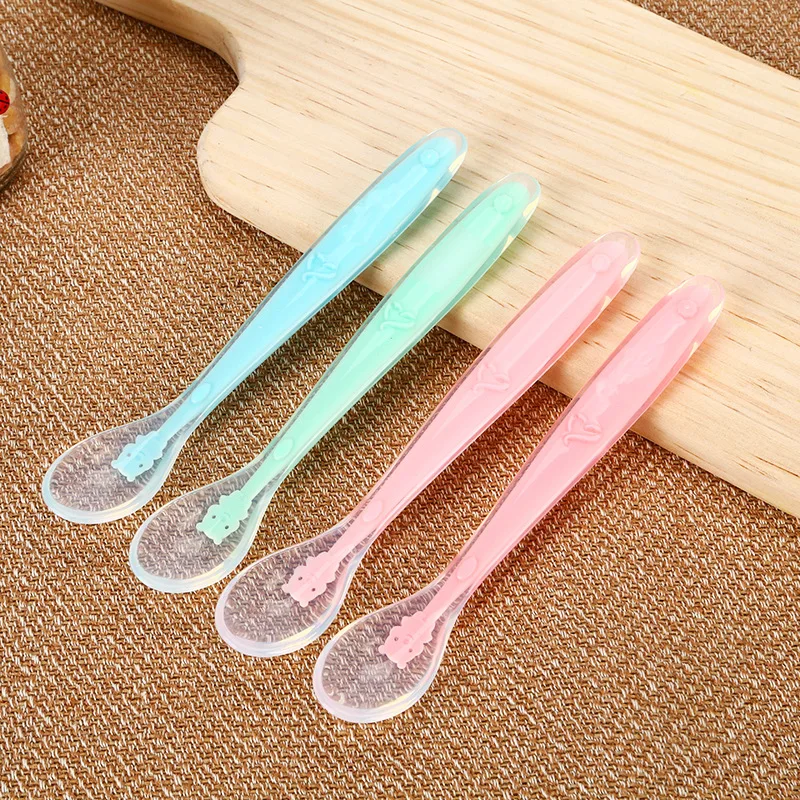 

2Pcs Soft Baby Silicone Spoon BPA Free Baby Dishes Tableware Feeding Training Spoon Gift Set for Infant