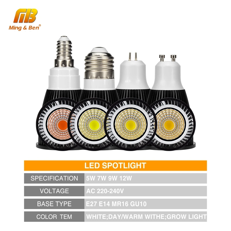 6 piezas bombilla LED espectro completo proyector GU10 MR16 E27 E14 día frío blanco cálido luz 220 V 240 V COB Chip para Downlight lámpara 6 piezas bombilla LED espectro completo proyector GU10 MR16 E27 E14 día frío blanco cálido luz 220 V 240 V COB Chip para Downlight lámpara