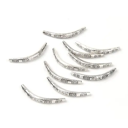 50 шт./компл. античные серебряные Длинные изогнутые бусины лапши для ювелирных