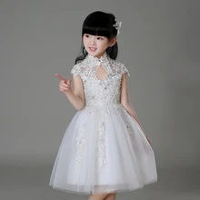 2017 Korean Sweet Girl Petals Lace Dress Children Bridesmaid Toddler Elegant Dress Pageant Wedding Bridal Birthday Party Dress