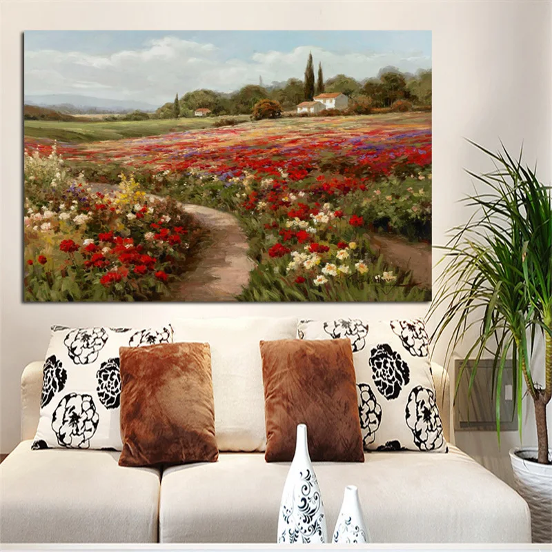 Claude Monet Poplars Poppy fields Impressionist Landscape Oil Painting on Canvas Posters and Prints Wall Picture for Living Room