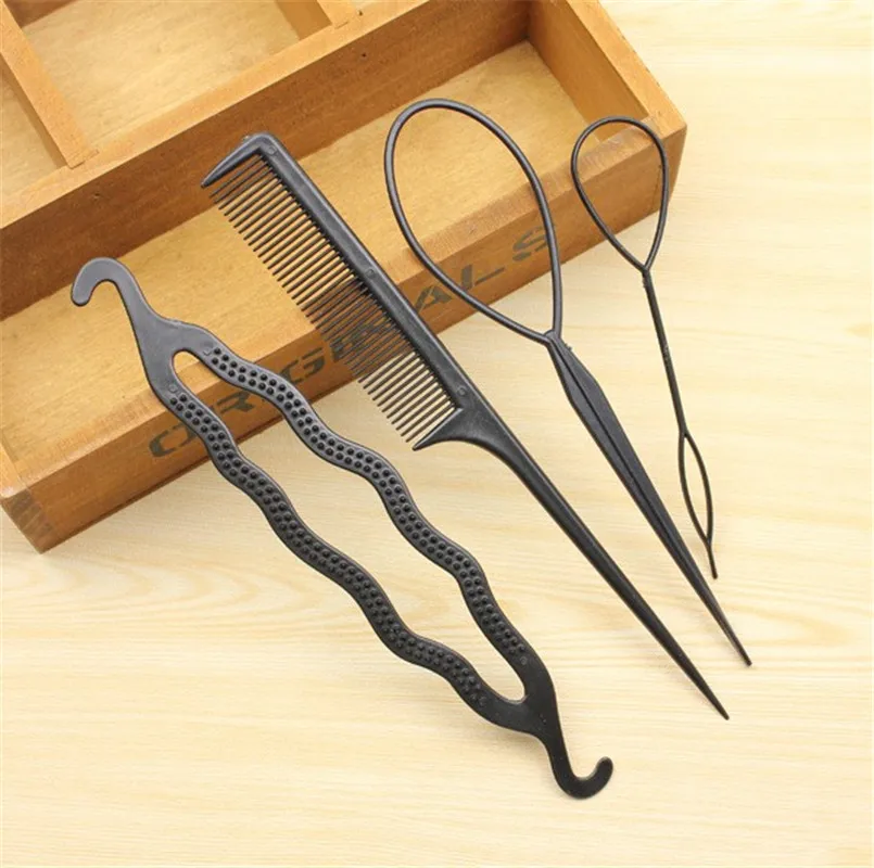 

Women Fashion Hair Twist Styling Clip DIY Tool Stick Braid Tool Hair Band Headband Hair Accessories 4pcs/set